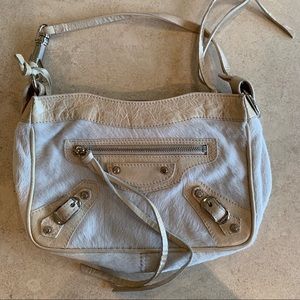 Balenciaga White x Beige Pony Hair Purse.